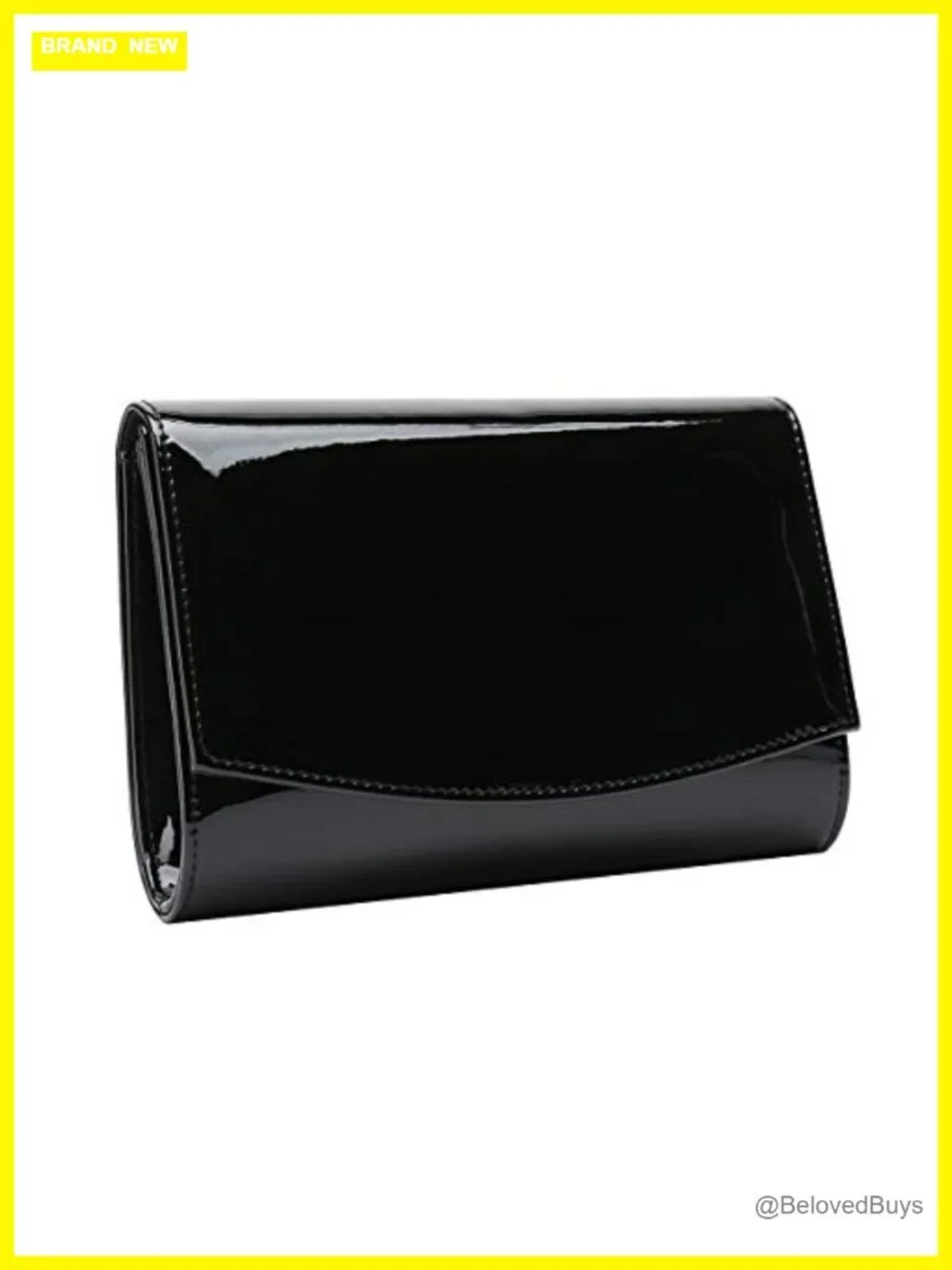 Patent Vegan Leather Flap Clutch Evening Bag Chain Strap